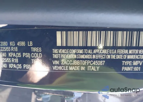 2015 Jeep Renegade Latitude из США, поврежденный, VIN ZACCJBBT0FPC45087